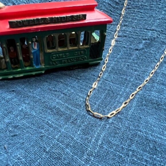 Paperclip Chain necklace 14k real gold Necklace 16 inches perfect gift - Picture 3 of 10